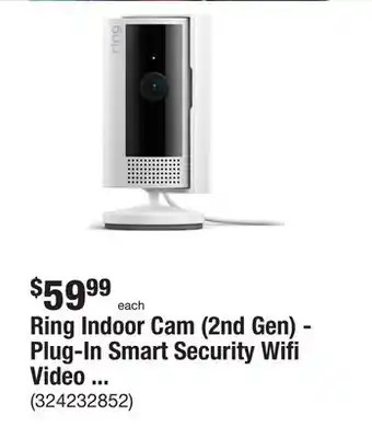 The Home Depot Ring indoor cam (2nd gen) - plug-in smart security wifi video camera, with included privacy cover, night vision, white offer