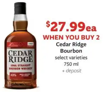 Fareway Cedar Ridge Bourbon offer