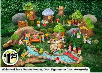 Dollar Tree Whimsical fairy garden houses, 3-pc. figurines or 2-pc. accessories offer