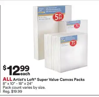 Michaels All artist's loft super value canvas packs offer