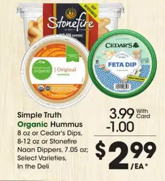 Ralphs Simple truth organic hummus offer