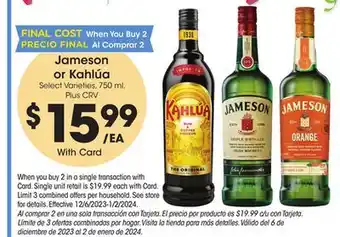 Ralphs Jameson or kahlúa offer