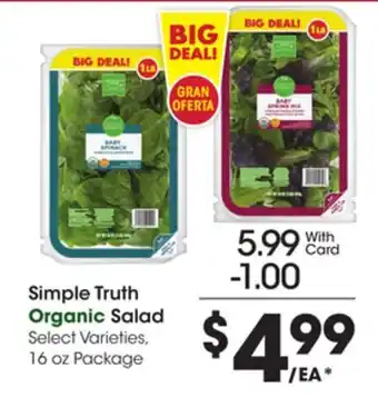 Ralphs Simple truth organic salad offer