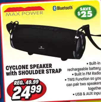 Big 5 Max power cyclone bluetooth speaker with shoulder strap offer