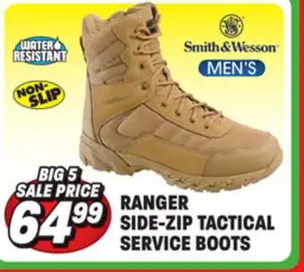 Big 5 Smith & wesson ranger side-zip water resistant men's tactical service boots offer