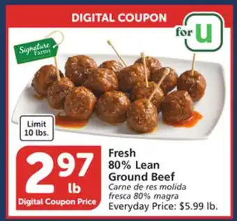 Vons Fresh 80% lean ground beef offer