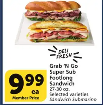 Vons Grab'n go super sub footlong sandwich offer