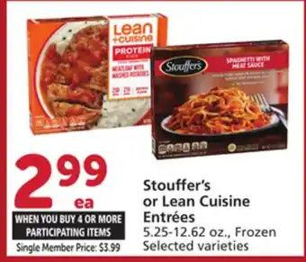 Vons Stouffer's or lean cuisine entrées offer