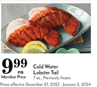 Pavilions Cold water lobster tail offer