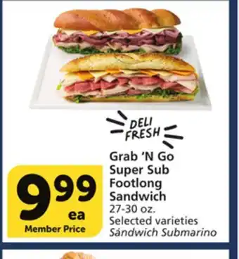 Albertsons Grab'n go super sub footlong sandwich offer