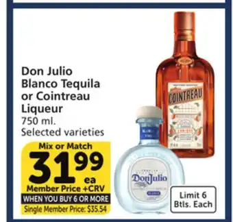 Albertsons Don julio blanco tequila or cointreau liqueur offer