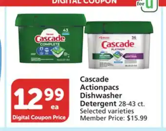 Albertsons Cascade actionpacs dishwasher detergent offer