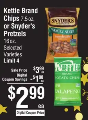 Smart & Final Kettle brand chips or snyder's pretzels offer