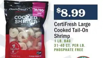 Heinen's Certifresh large cooked tail-on shrimp offer