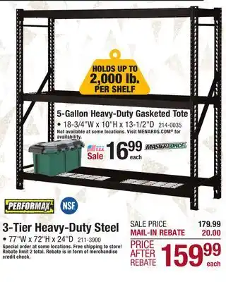 Menards 3-tier heavy-duty steel offer
