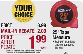 Menards 25' tape measure offer