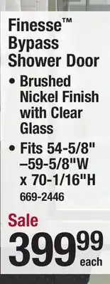 Menards Finesse bypass shower door offer