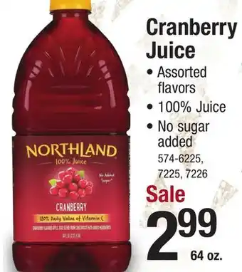 Menards Cranberry juice offer