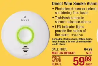 Menards Direct wire smoke alarm offer