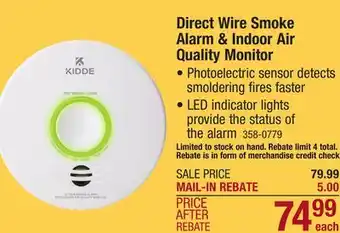 Menards Direct wire smoke alarm & indoor air quality monitor offer