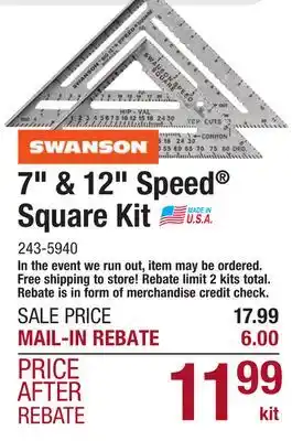 Menards 7 & 12 speed square kit offer