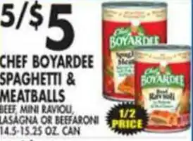 Pioneer Supermarkets Chef Boyardee Spaghetti & Meatballs offer