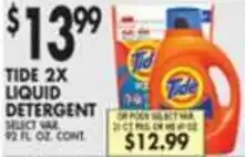 Pioneer Supermarkets Tide 2x Liquid Detergent offer