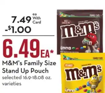Mariano's M & m's family size stand up pouch offer