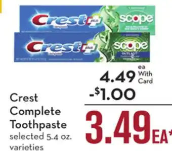 Mariano's Crest complete toothpaste offer