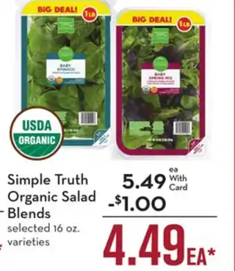 Mariano's Simple truth organic salad blends offer