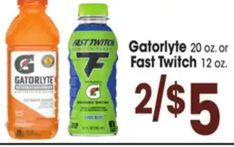 Jewel-Osco Gatorlyte 20 oz. or fast twitch 12 oz offer
