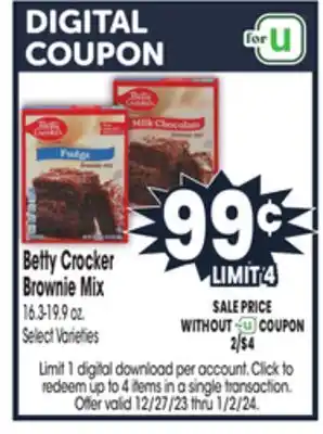 Jewel-Osco Betty crocker brownie mix offer