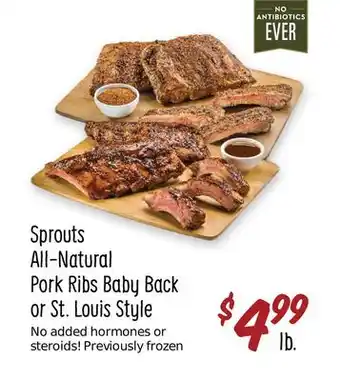 Sprouts Farmers Market Sprouts all-natural pork ribs baby back or st. louis style offer