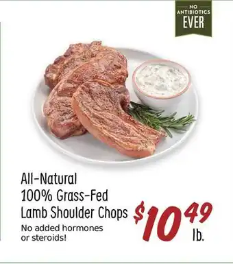Sprouts Farmers Market All-natural 100% grass-fed lamb shoulder chops offer