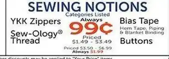 Hobby Lobby Sewing notions offer