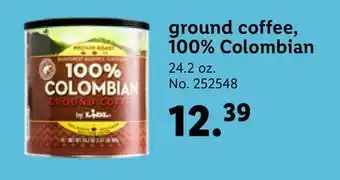 Lidl Ground coffee 100% colombian offer