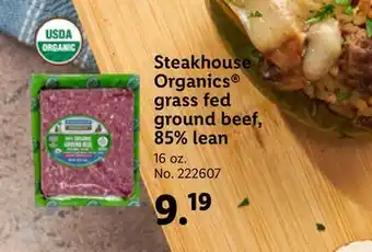 Lidl Steakhouse organics grass fed ground beef, 85% lean offer