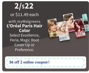 Walgreens L'oréal paris hair color offer