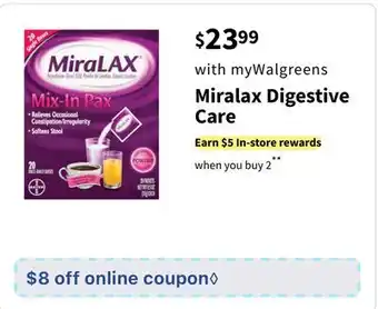 Walgreens Miralax digestive care offer