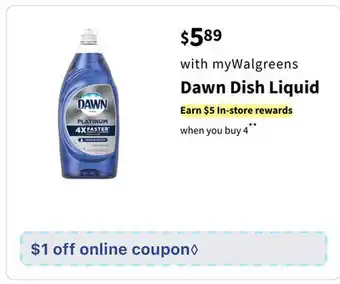 Walgreens Dawn dish liquid offer