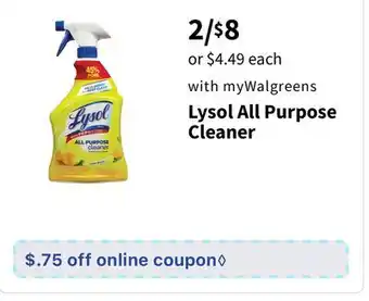 Walgreens Lysol all purpose cleaner offer