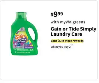 Walgreens Gain or tide simply laundry care offer