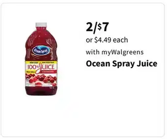 Walgreens Ocean spray juice offer