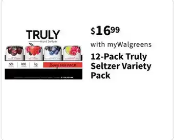 Walgreens 12-pack truly seltzer variety pack offer