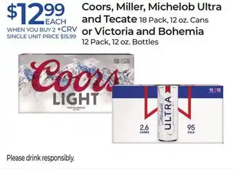 Rite Aid Coors, miller, michelob ultra and tecate or or victoria and bohemia offer
