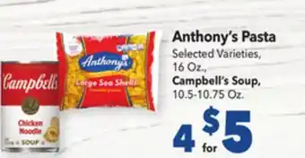 Vallarta Supermarkets Anthony's pasta offer