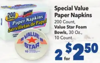Vallarta Supermarkets Special value paper napkins offer
