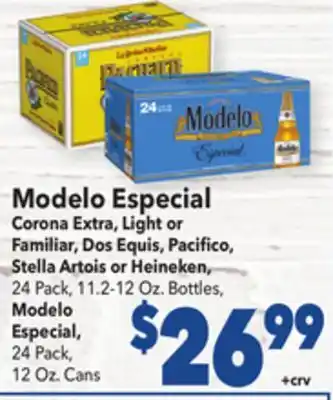 Vallarta Supermarkets Modelo especial corona extra, light or familiar dos equis co stella artois heineken offer
