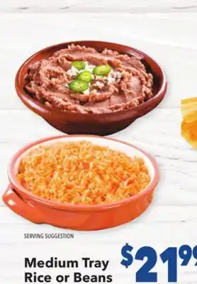 Vallarta Supermarkets Medium tray rice or beans offer