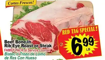 Superior Grocers Beef bone-in rib eye roast or steak offer